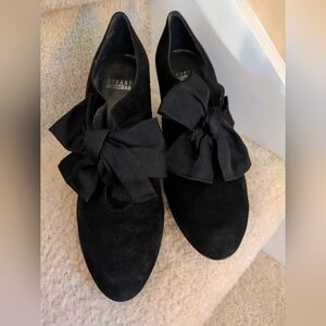 Stuart Weitzman Black Velvet Booties with Bow Accent NWOB 8